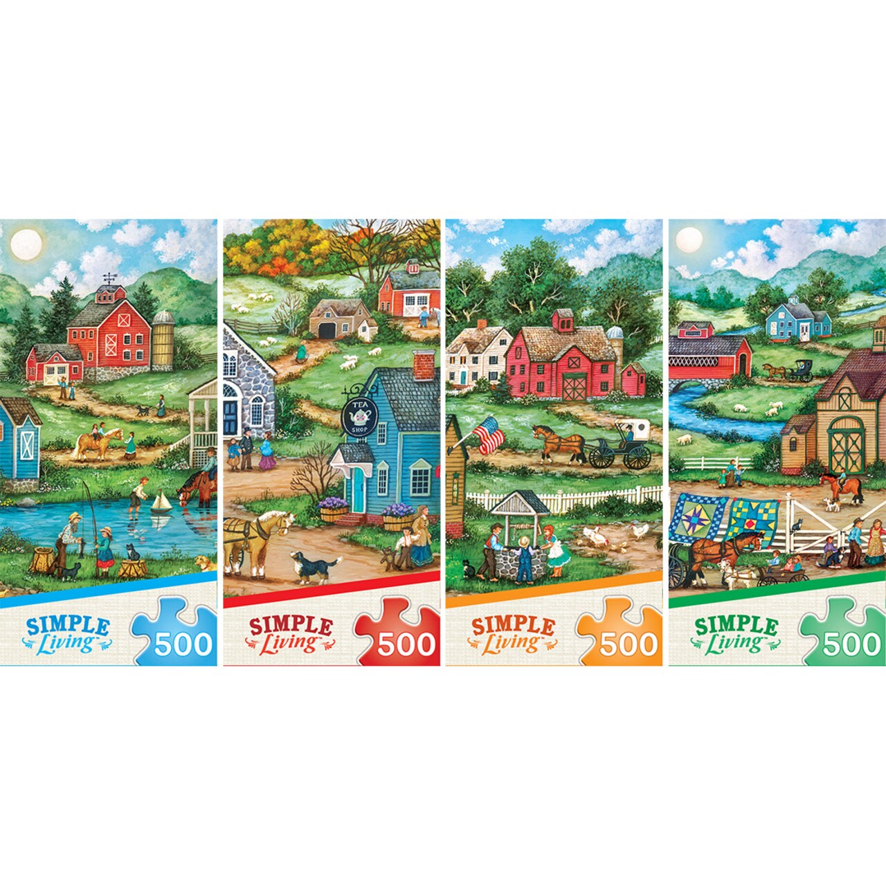 Masterpieces   4 Pack Assortment - Simple Living 500 Piece Puzzles